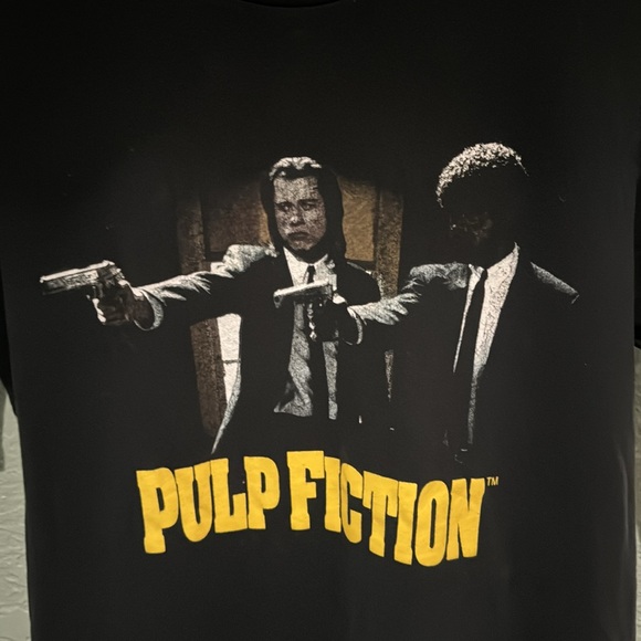 Pulp Fiction "John Travolta & Samuel Jackson" Black Vintage T-Shirt Size Small - Picture 3 of 6